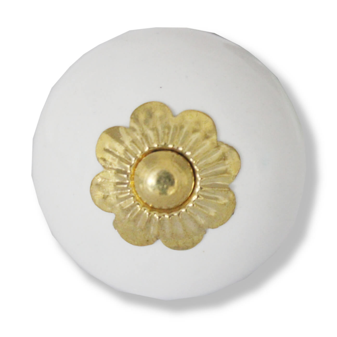 Weißer Knauf mit goldener Blütenrosette 